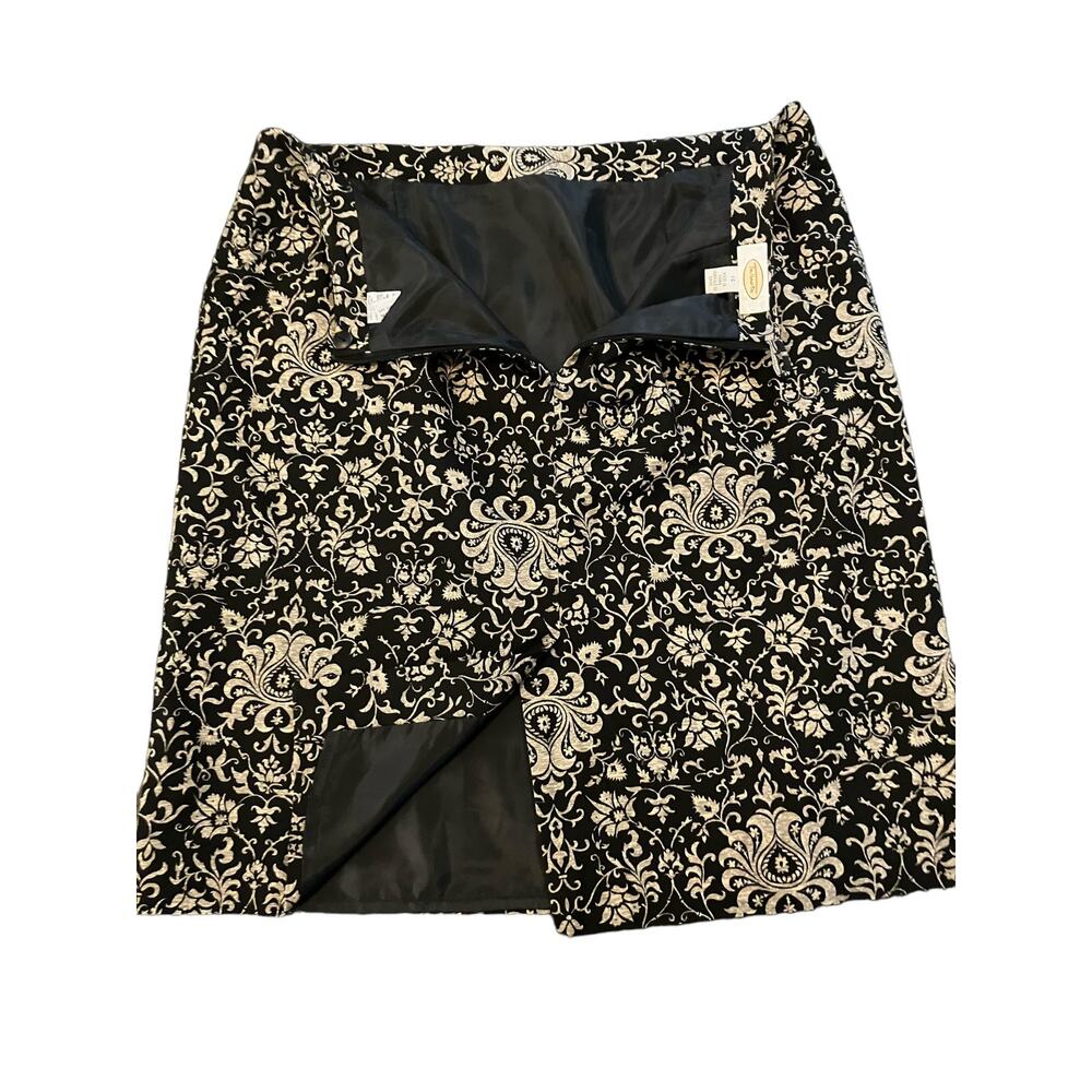 Talbots Women's Black & Tan Paisley Lined Mini Skirt Back Zip | Size 14 - Picture 4 of 7